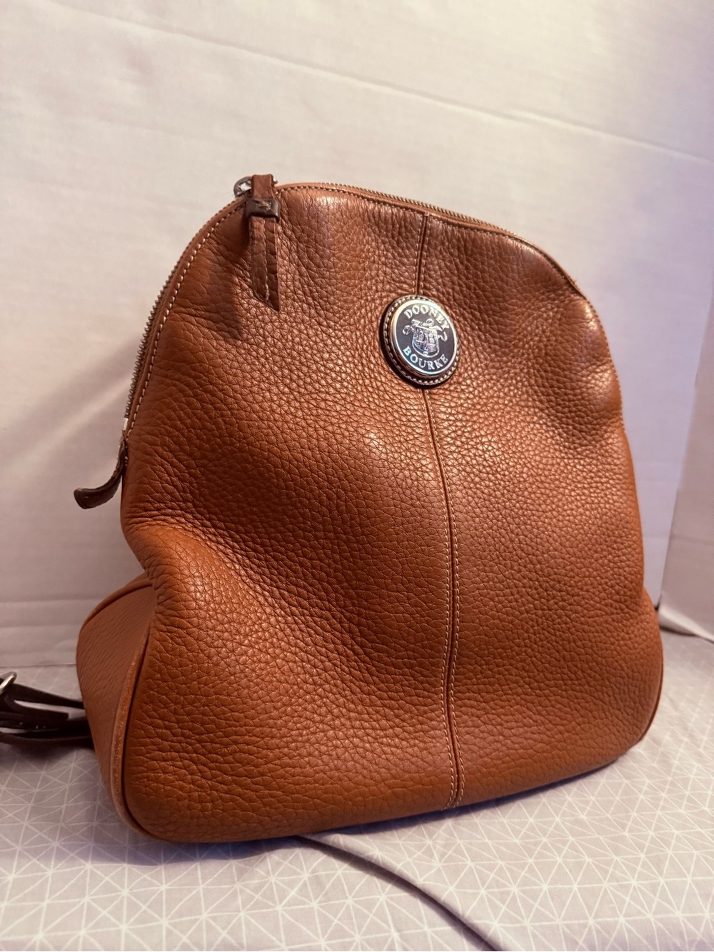 Dooney & Bourke Pebble Leather Cognac Brown Backpack - Picture 2 of 8